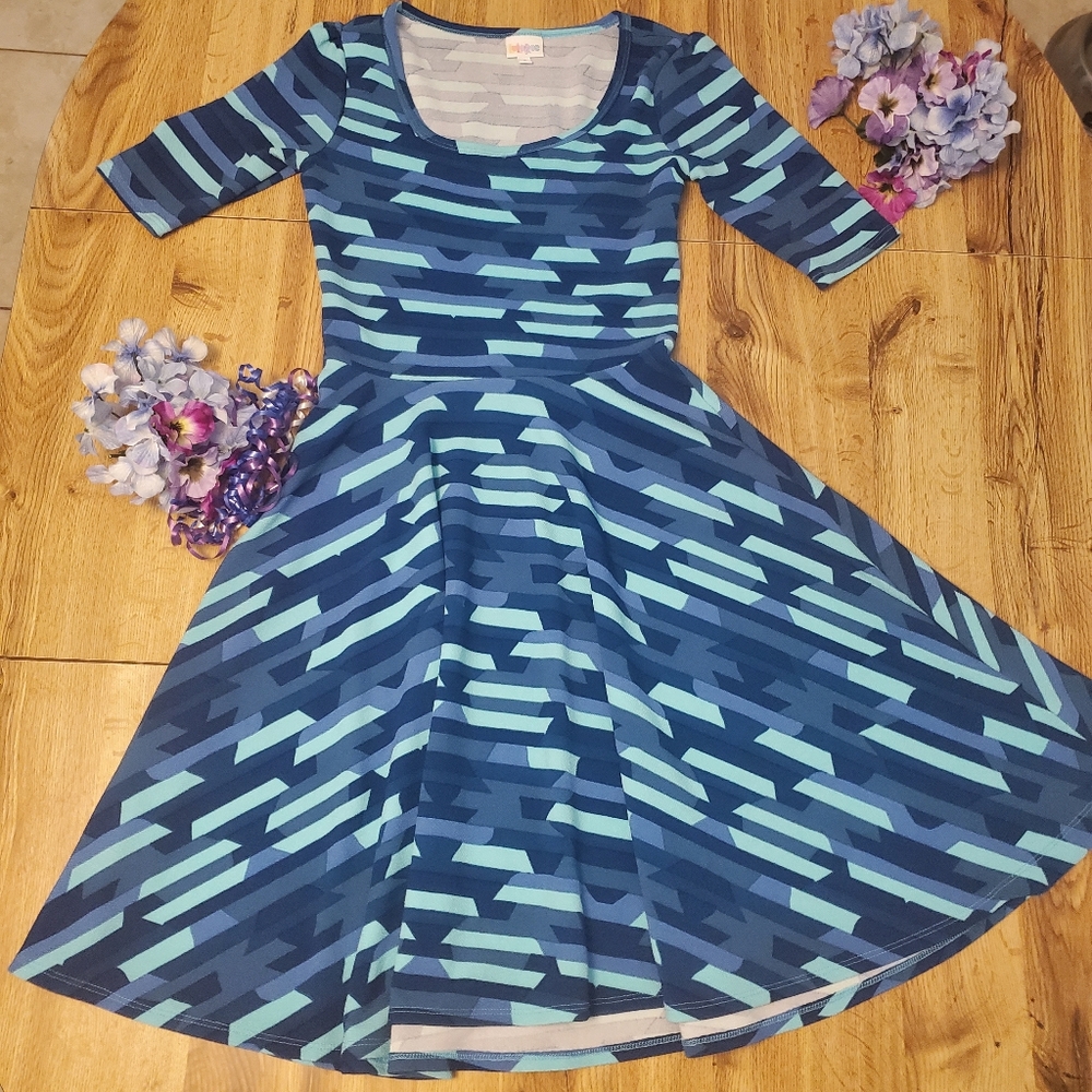 LuLaRoe Blue Pattern Dress